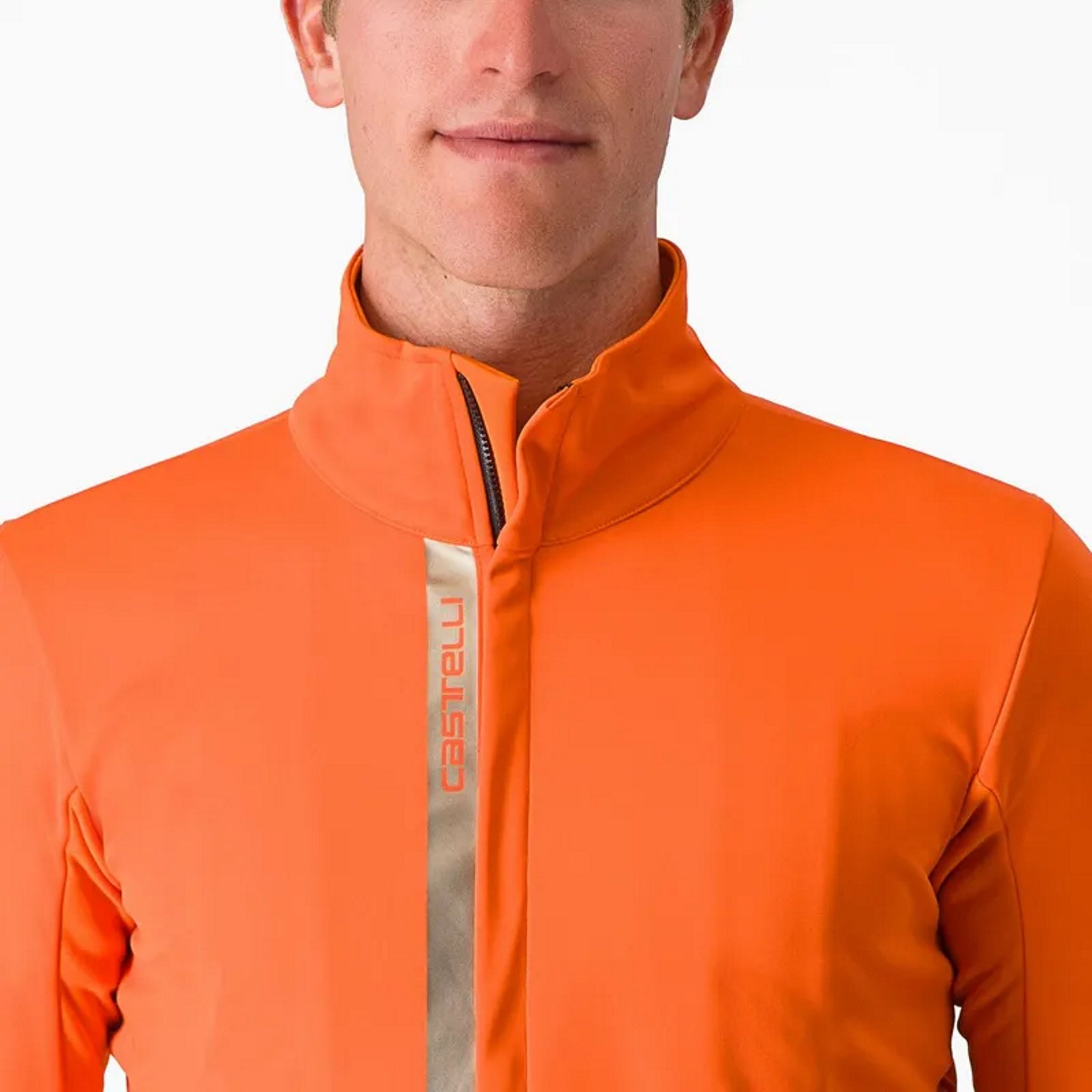 Castelli Entrata Men's Mid-Weight Cycling Jacket in Vibrant Orange and Red Hues